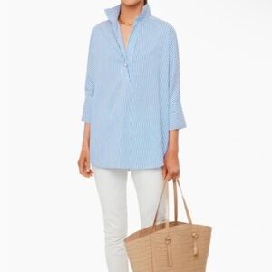 TUCKERNUCK Blue Stripe Willow Tunic Blouse Size XL
